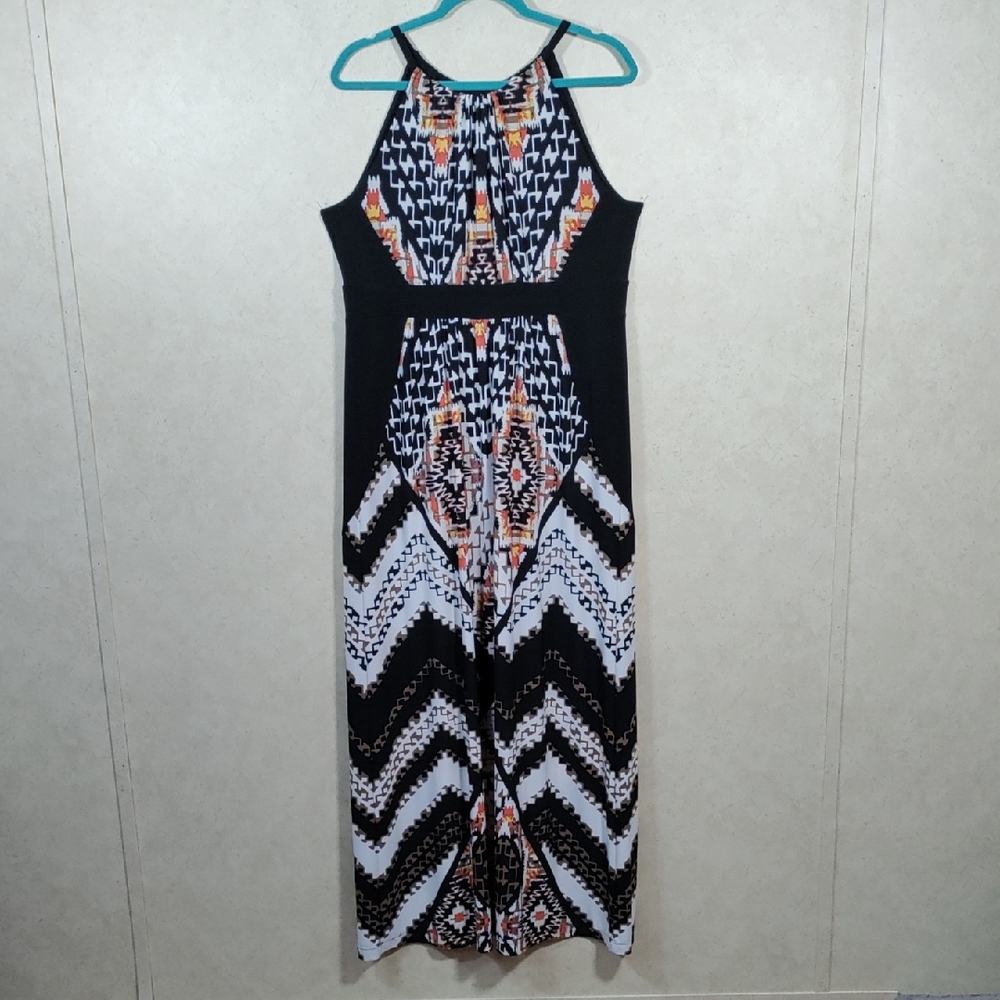 *H184 Chico's black and brown sleeveless knit maxi dress 2 L FINAL PRICE
